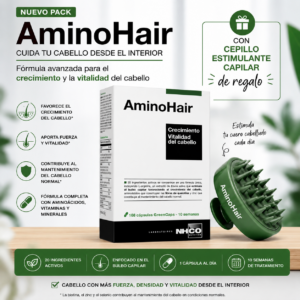 AminoHair 168 cápsulas NHCO + Cepillo estimulante capilar de REGALO